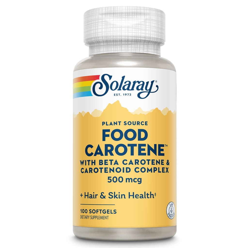 SOLARAY Food Carotene, Vitamin A 10000 IU 12.4; Skin Sehat, Mata, Antioksidant & Imune Dukungan (100 CT)