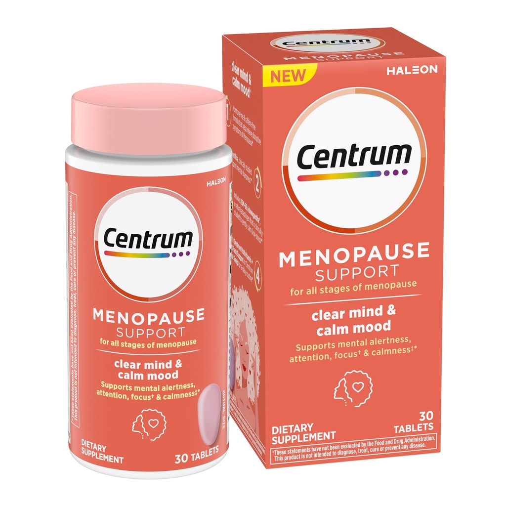 Sentrum Clear Mind and Calm Mood Menopause Dukungan Tablet, dengan Clinically Studied enXtra, 30 Count
