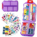Pill Organizer with Medicine Label Travel Daily Pill Container Mini Medication Organzer Travel Pill Organizer Esentials Case 7 Day (Purple & 161 Lables)