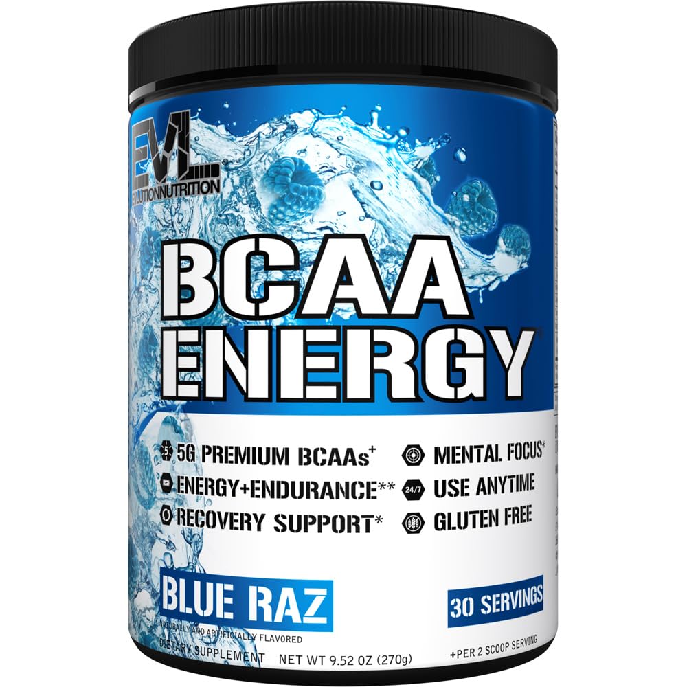 EVL BCAAs Amino Acids Powder - BCAA Energy Pre Workout Queder for Muscle Recovery Lean Growth and Endurance - Redrating Post Workout Recovery Drince with Natural Caffeine