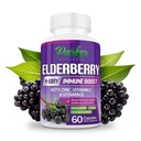Parker Organik Elderberry Kapsul, 4- Way Imune Boost Elderberry, Vitamin C, D & Zinc Dukungan, 1260.1 mg Elderberry Suplemen untuk Dewasa, 60 Kapsul