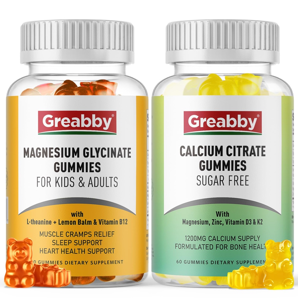 Magnesium Glycinate Gummies, Calcium Citrate Gummies for Kids & Dewas, Bone Support