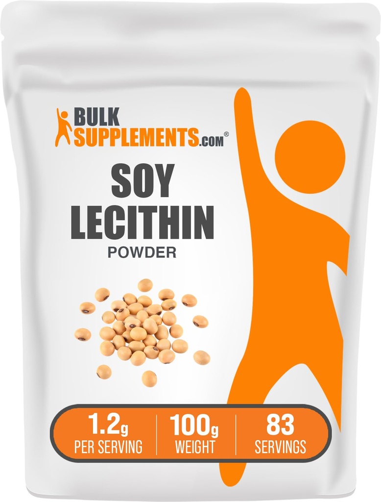 BulkSuplements.com Soy Lecithin Powder - Lecithin Suplement, Nutronation Grade - Gluten Free, 1.2g per Serving, 100g (3.5 oz) (Paket 1)