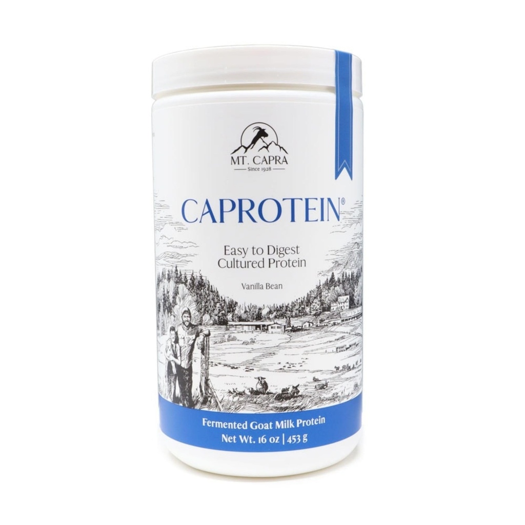 Capra Caprotein 124; Cassein Protein konsentrasi, Protein susu kambing fermentasi dari Grass- Gap Pasture Goats, Sangat mudah Digest 124; Vanilla Bean 124; 23 Pelayan - 16 oz