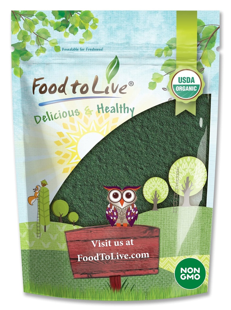 Makanan untuk bubuk Chlorella Hidup Organik, 1 Pound - Non- GMO, Kosher, Raw Green Algae, Vegan Superfood, Bulk, Murni Vegan Green Protein, Kaya dalam Vitamin dan Minestrain, Hebat untuk Minuman, Tembok Sel Rusak