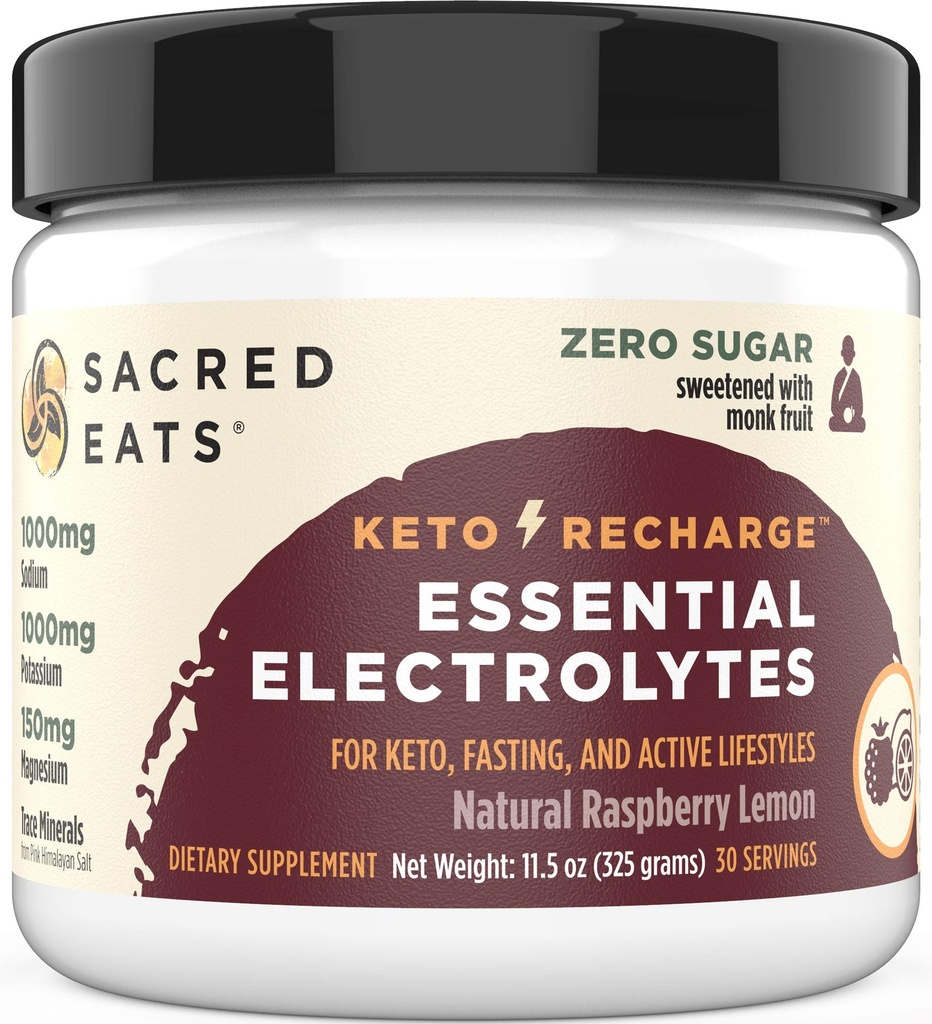 Keto Electrolite Powder & Hydration Supplemen 124; 10000mg Potasium & Sodium, 150mg Magnesium Magnesium 124; No Sugar & Atheria, sweeed with Monk Fruit Only 124; Natural Raspberry Lemon (30 Pelayan)