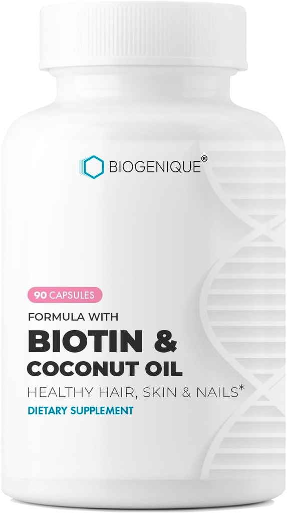 Potency Biotin Tinggi Suplemen - Vegan Vitamin B7 Formula dengan Creatine dan Coconut Oil - Healthier Skin, Nails & Hair dan Keratin Dukungan - Non-GMO & Gluten Free - 2500 mcg