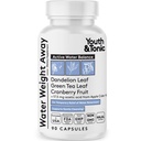 Masa muda & Tonic Water Weight - Natural Diuretic for Swelling, Belly Bloating & Fluid Retention - Herbal Water Pills for Women & Men, 90 Kapsul