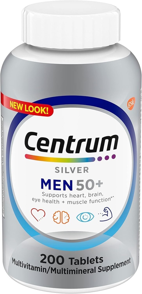 Sentrum Silver Men (200 Count) Multivitamin / Multimineral Suplemen Tablet, Vitamin D3