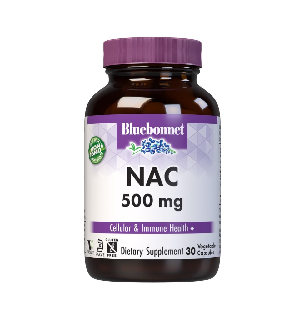 Bluebonnet NAC 500 mg Vitamin Capsules, 30 Cacah