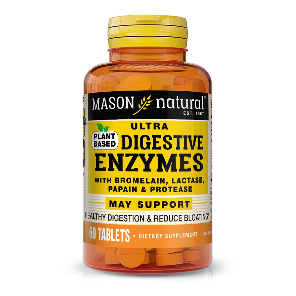 Maston NATURAL Plant Based Ultra Digetical Enzymes with Bromelain, Lactase, Papain & Protease - Support Heally Ditrable & May Reduce Bloating, 60 Capsules