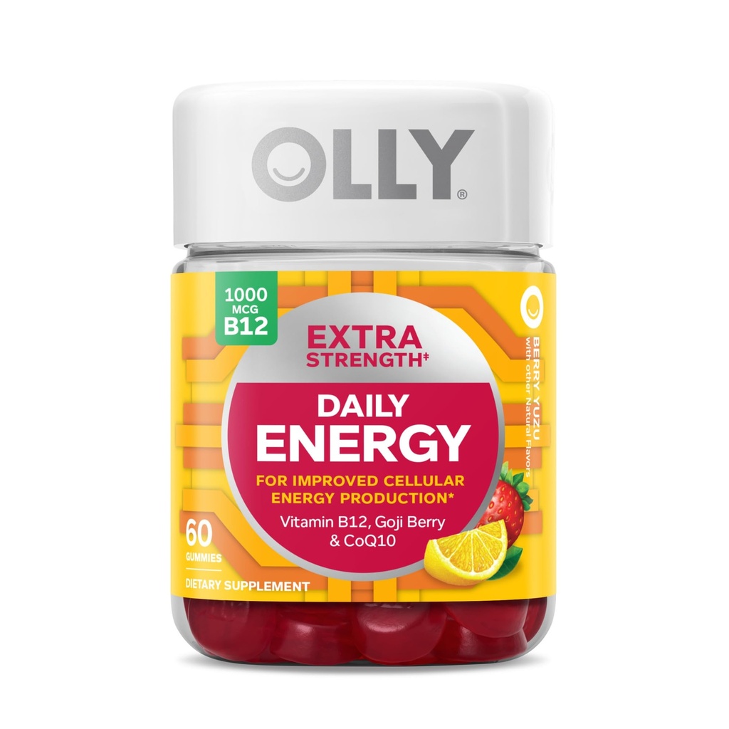 Rambut Kuat OLLY Ultra, Energi Tenaga Harian Ekstra, Biotin, Kertin, Vitamin B12, CoQ10, Goji Berry Suplemen Bundle - 30 Count, 60 Count
