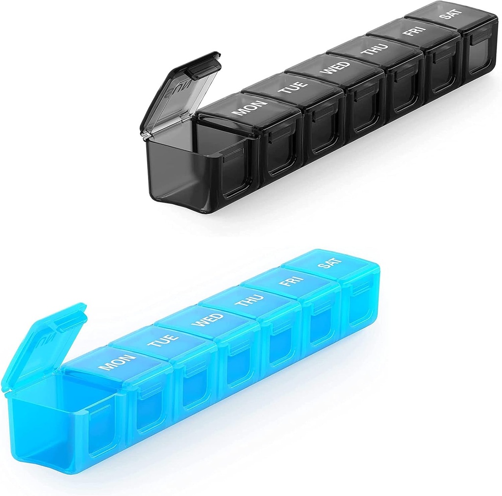 2 Paket Extra Large Pill Organizer, Kotak Pil Mingguan, Pill Case, Medicine Organizer untuk Vitamin, Fish Oils atau Sukuos