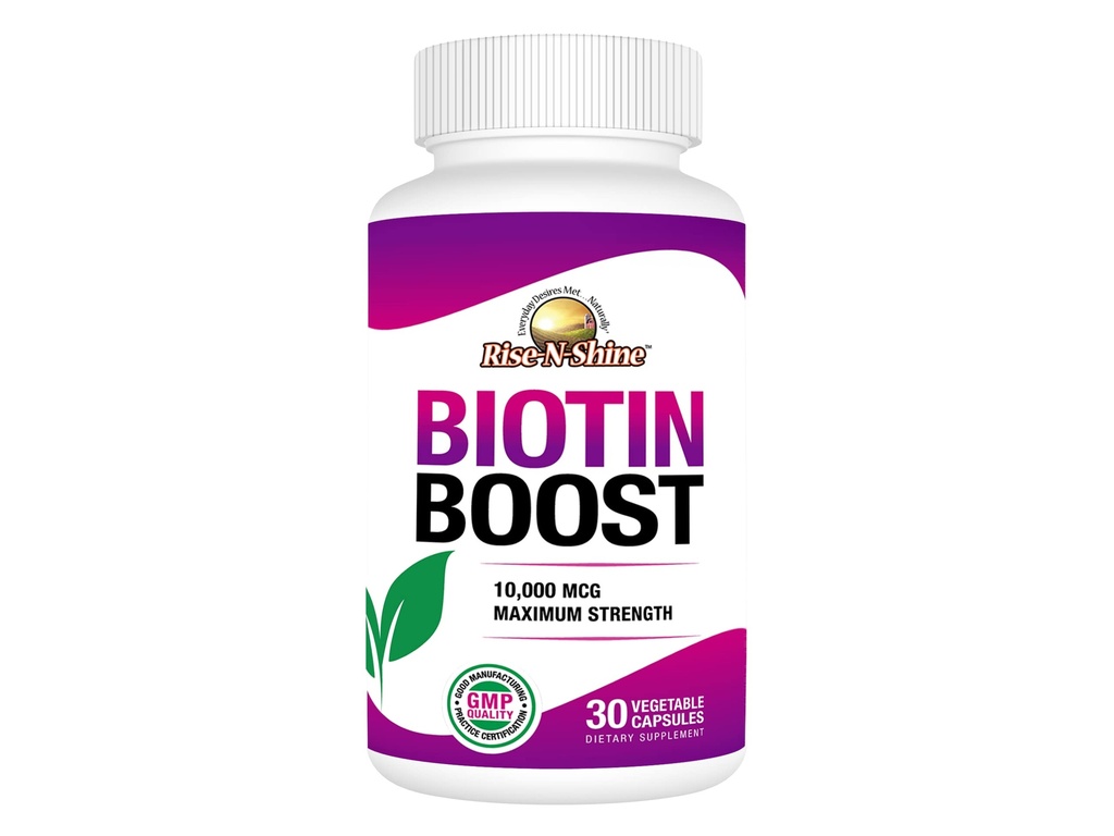 Rise- N- Shine Biotin Boost 10.000 mcg Biotin 10000 mcg untuk mendukung Rambut, Skin, Nails dan Lashes 30 Count