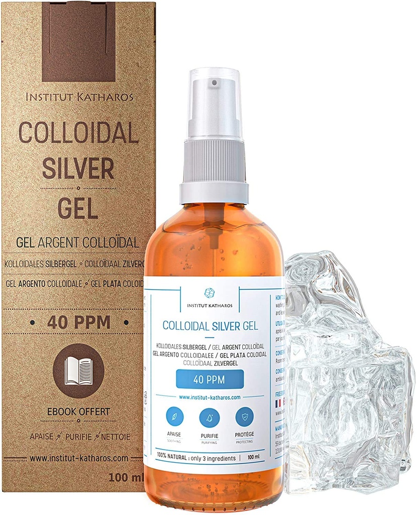 Pure Colloidal Silver Gel 40 PPM = 100% Natural and only 3 Ingregents Optimal Texture and Absoragtion (Better Than Creams) Averor Glass dan Ultra- Prectical Pompa Ebook disertakan Avitut Katharos