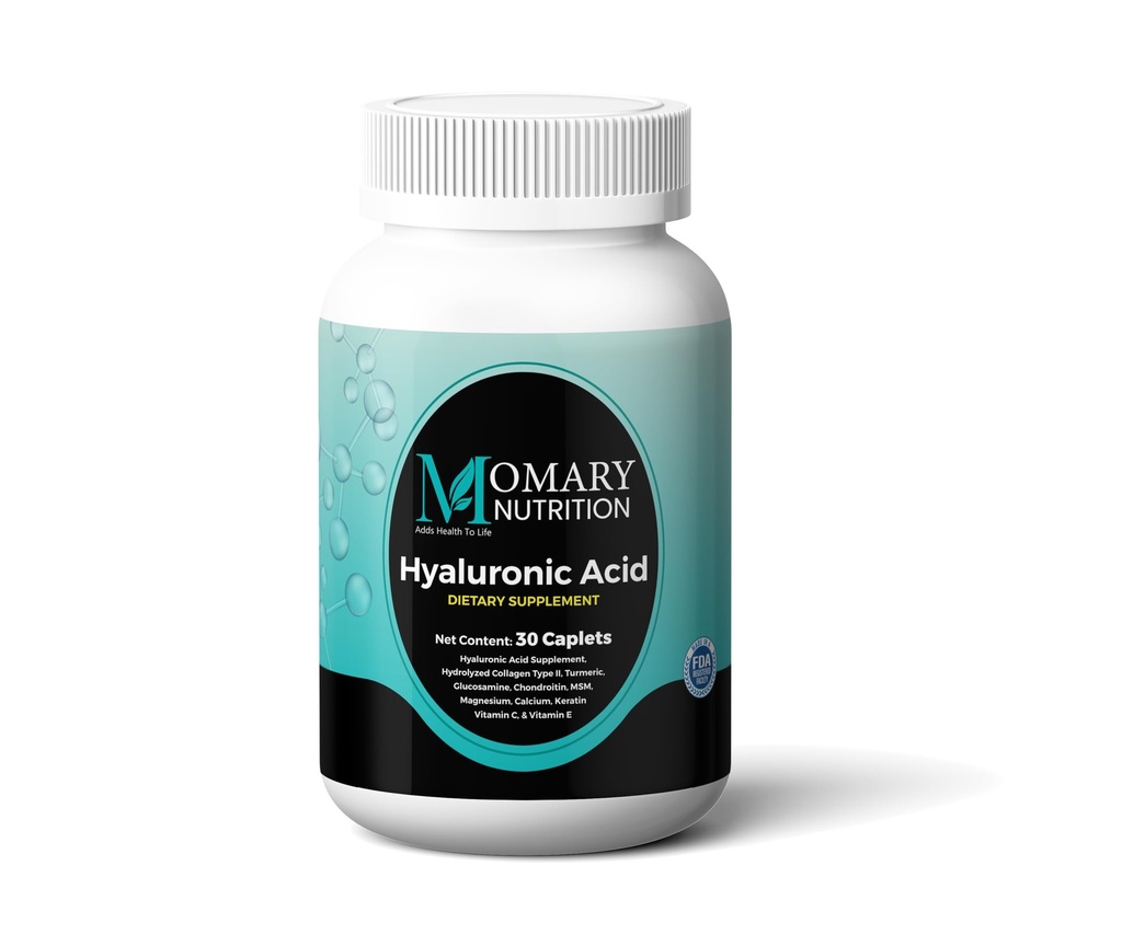 Suplemen Acid Hyaluronic, Hidration Skin Natural, Dukungan Bersama Lanjutan dan Mobilitas Booster, Tipe II Hydrolyzed Collagen, Turmeric, Glucosamin, Chondroitin, 30Caplets 850Mg
