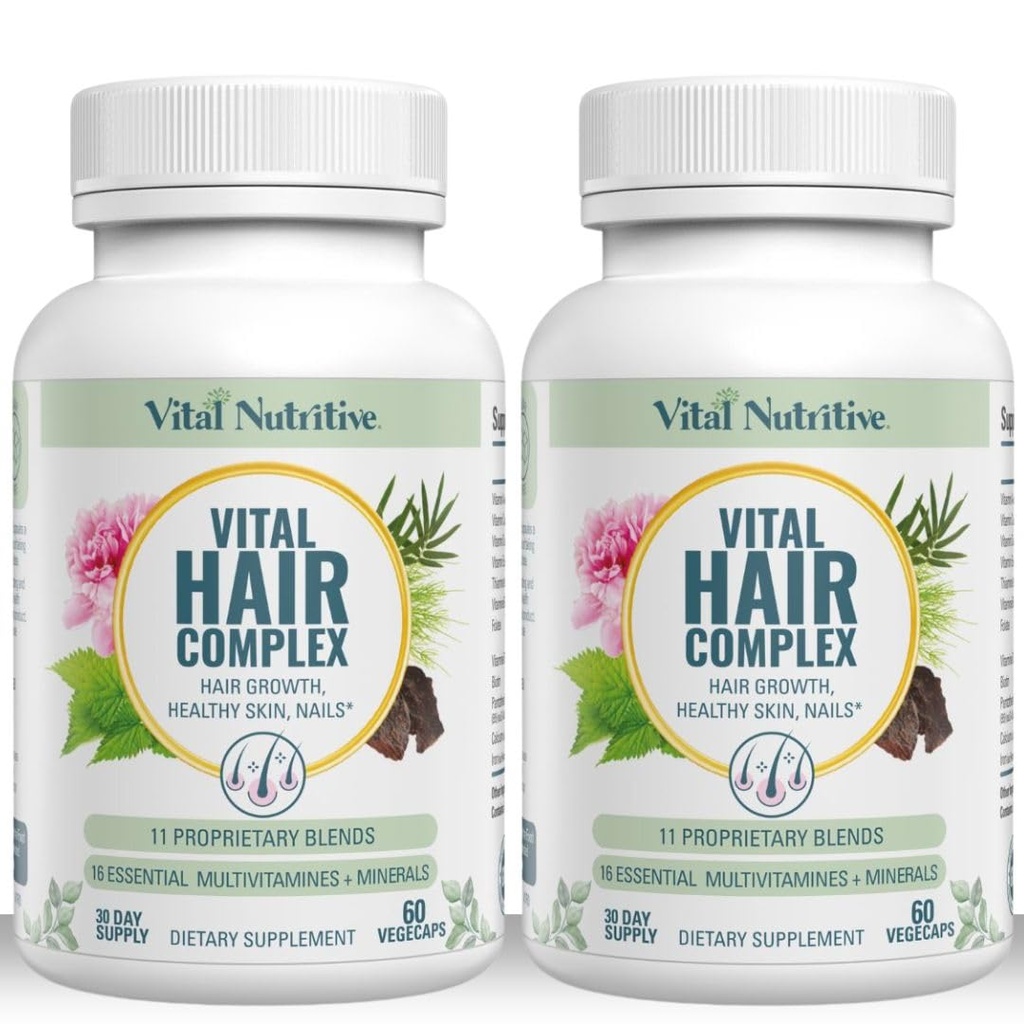 Kompleks Rambut Vital - Rambut Pertumbuhan Vitamin untuk Perempuan dan Pria - Biotin & Vitamin B - Perkembangan Rambut Berat & Nails - Hormone & Gluten Gratis-Rambut Vitamin untuk Perempuan