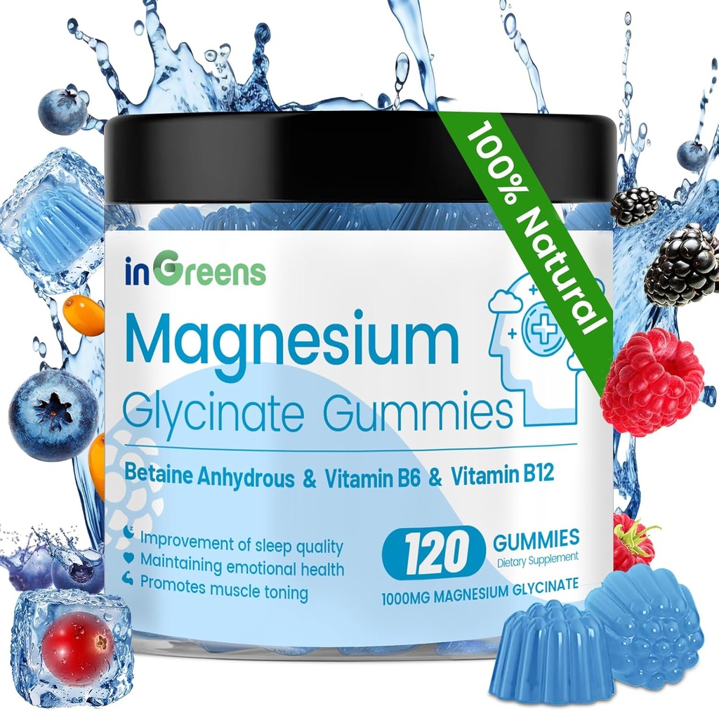 120 Count Magnesium Glycinate Gummies 700mg, Gummies Chewable Magnesium untuk Orang Dewasa & Anak-Anak, Penyerapan Tinggi, Tidur, Relaxation & Focus Dukungan, Non- GMO, Bebas, Campuran Berry Flavor, 60 Hari Suppply