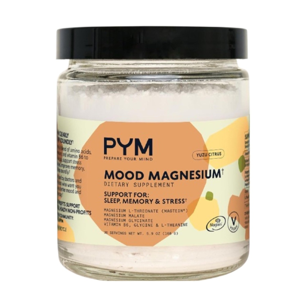 PYM Mood Magnesium Powder (30- Servis) Magnesium Glycinate, L- Threonate & Malate Powder 124; Aid & Mood Suppport untuk Stress