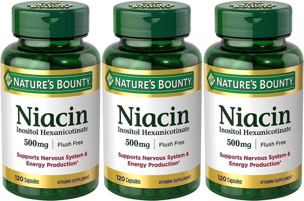 Set dari 3 Nature 's Bounty Niasin Flush 500 mg, 120 Capsules oleh Maven Gifts