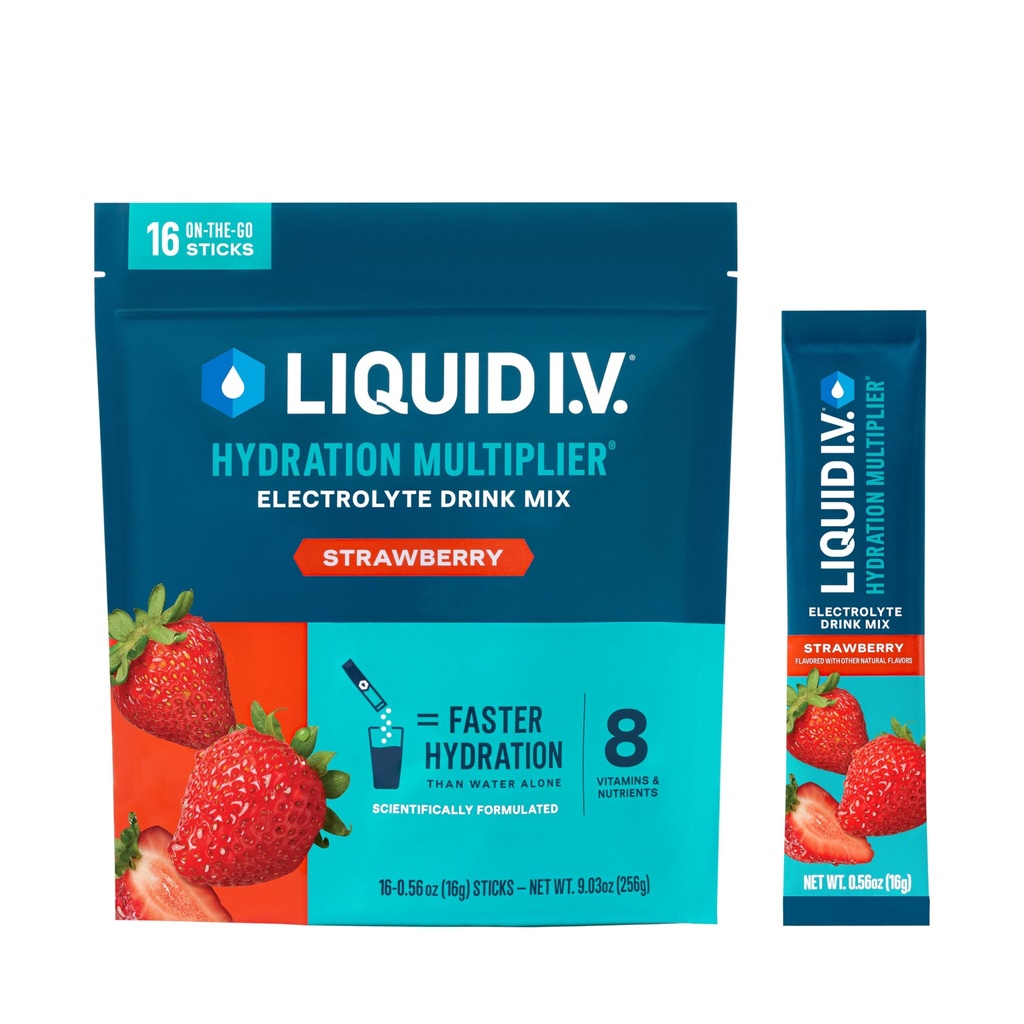 I.V. £Hydration Multiplier-Electrolyte Powder Drink Mix 124; 12 Pack (12 Paching), Strawberry)