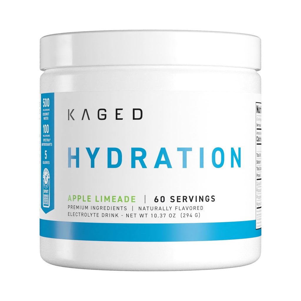 Kaged Electrolite Hydration Powder Hydracharge Apple Limeade Sports Drink for Men and Women Pre, Post, Intra Workout Supplemen 60