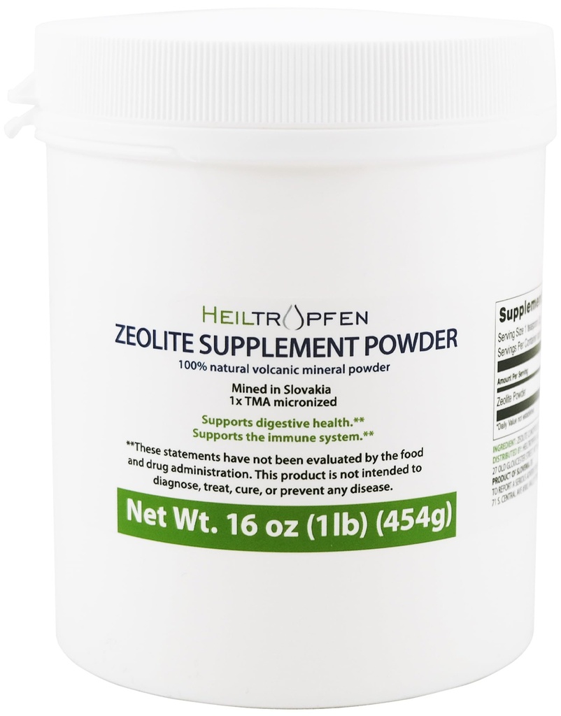 Heiltropfen Zeolite Powder = -3% 124; Dietary Suplement 1 Pound - 454 g 124; Detox 124; Clinopololite 94 + -3% 124; Aktifkan 124; Natural Mineral Dust 124; Ultra FINE Less- Dari 2