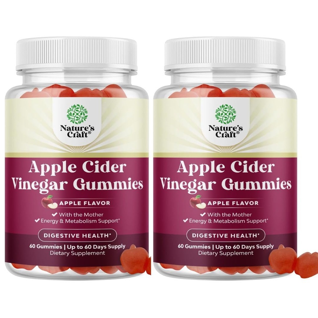 Apple Cider Vinegar Gummies with the Mother- Natural Energy Suplement ACV Gummies with Mother for Body Cleanse Immune Support and Gut Health-Delicious Gummy ACV Suplemen Beet Root 2 pack