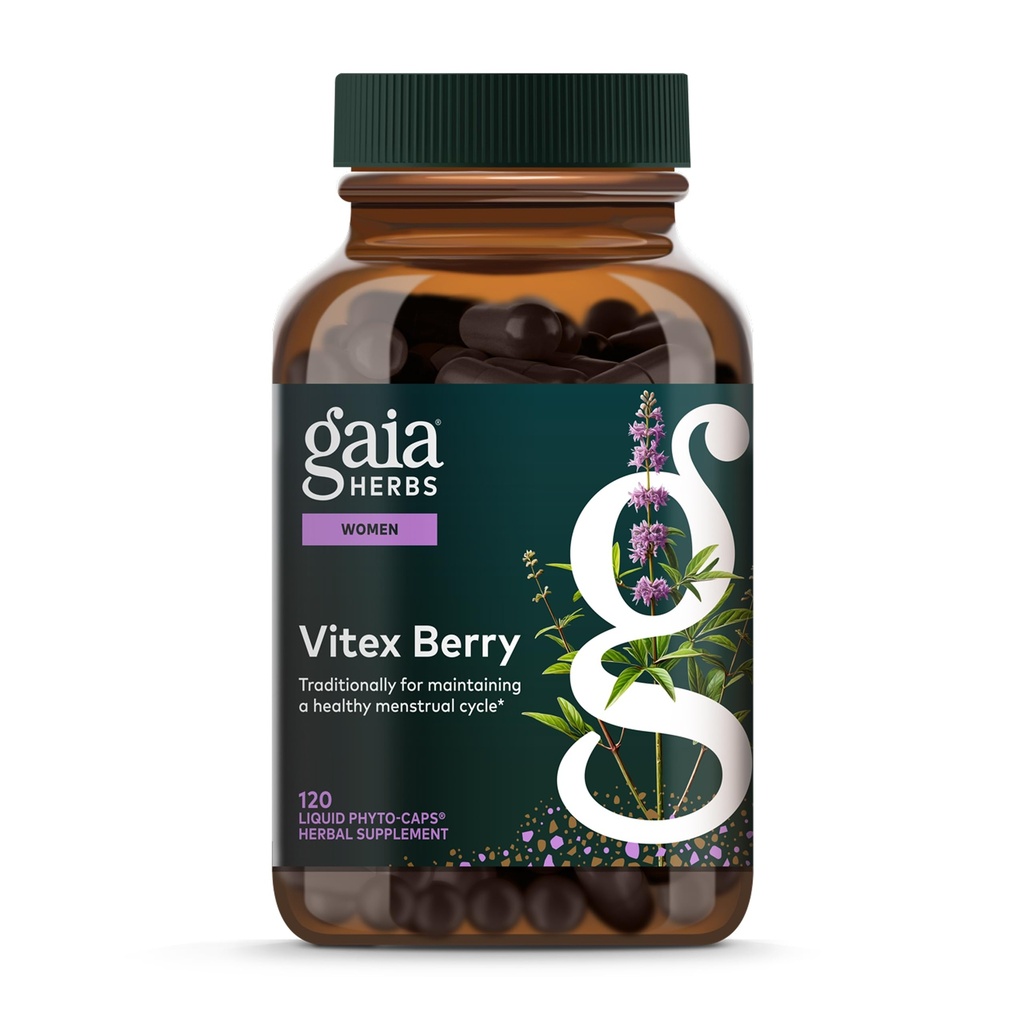 Gaia Herbs Vitex Berry - Supports Hormone Balance & Fertilitas Perempuan - Progesterone Sehat untuk Kesehatan Menstrual - 120 Vegan Caps (Supply 60 Hari)