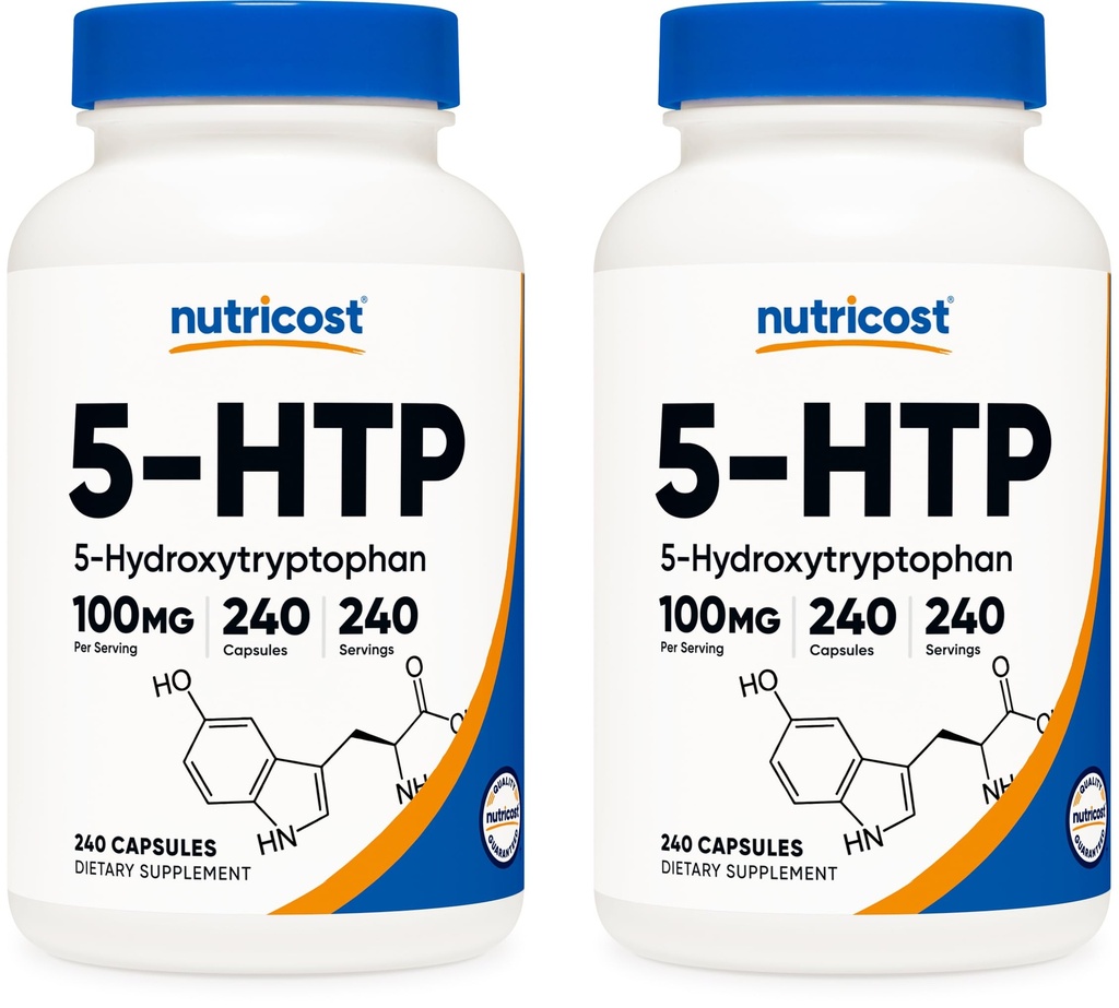 5-HTP 100mg, Capsules Vegetarian 240 (5-Hydroxyptophan) - Non-GMO & Gluten Free (2 Botol)