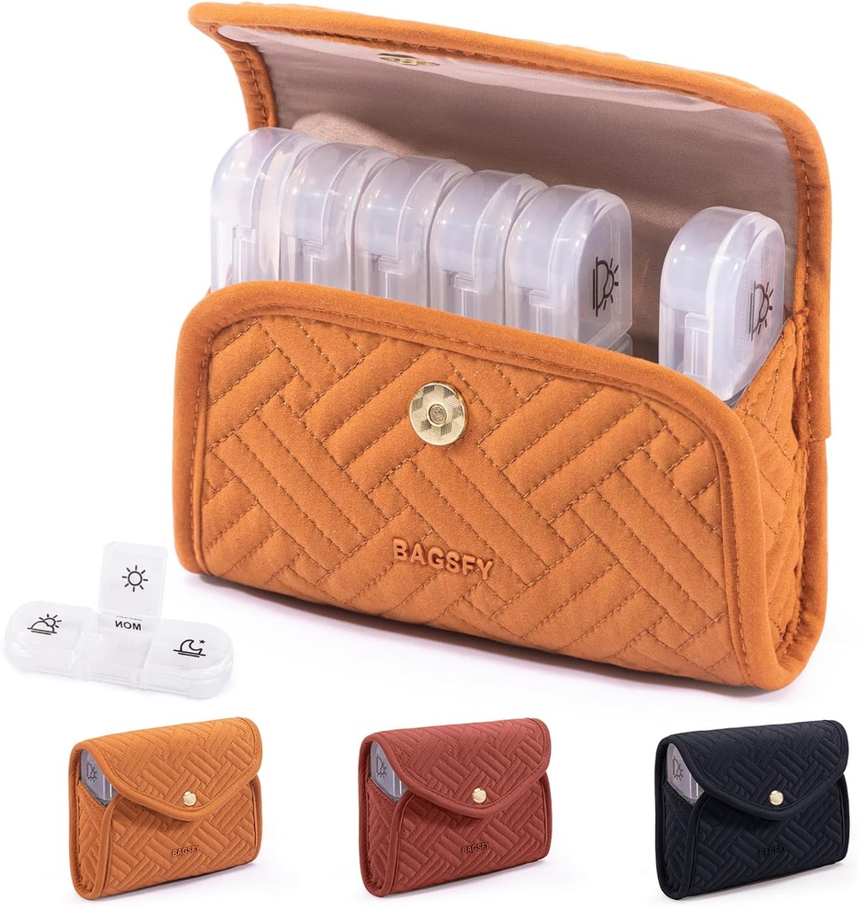 BAGSFY Weekly Pill Organizer 3 kali sehari dalam kasus Pil Pill Cute, Medicine Pill Organizer, Kotak Pil Pill, Portable Travel Case, Pill Container for Medication, Vitamin, Fish Oils, Suplemen