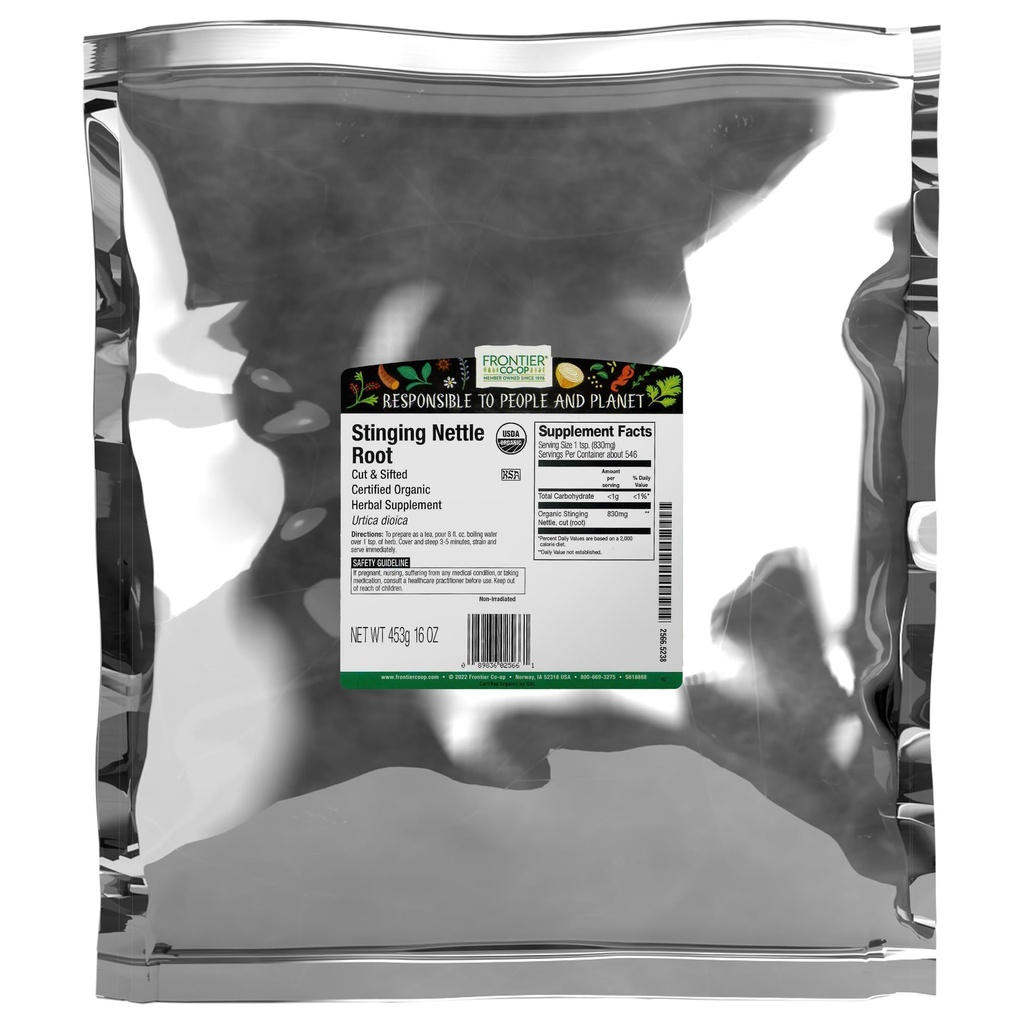 Frontier Co-op Organic Stinging Nettle Root, Cut and Sifted, Kosher 124; 16 Ounce (Pack of 1)