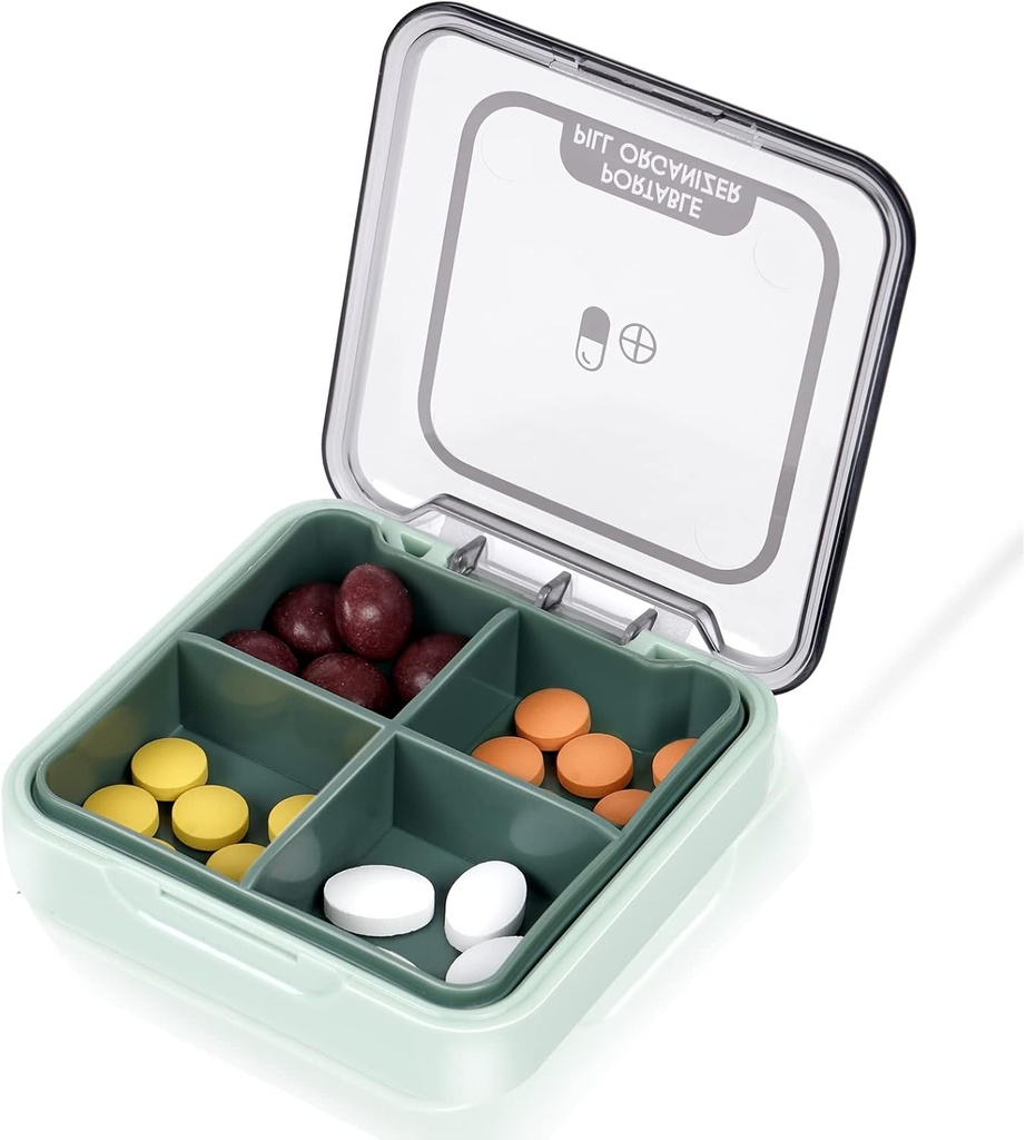 Kotak Obat Pill Organizer Vitamin Portabel, Kotak Kompartemen Pengelola Pill, MoiviviviceProvidence Kasus Pil Kecil untuk Pocket Purse Kontainer Harian Holder untuk Obat Vitamin