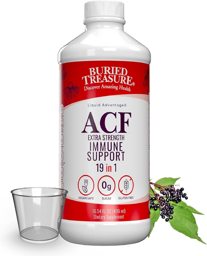 Dubur ACF Ekstra Dukungan Imune, 16oz. dengan Dose Cup, Vitamin dan Herbs, Dietary Immunity Boost Suplemen