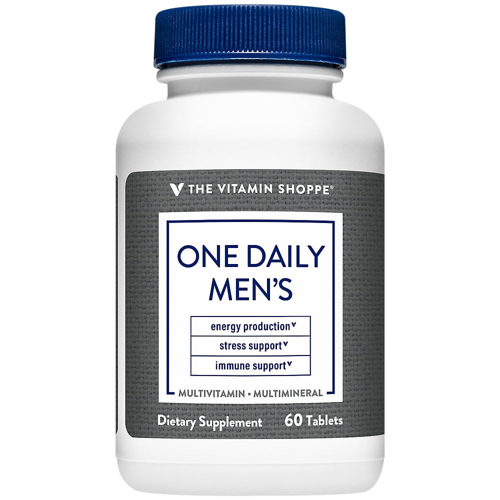 The Vitamin Shoppe One Daily Men 's Multivitamin - Energy & Antioksidant Blend, Daily Multieral Supplemen Kesehatan Optimal Men, Gluten & Dairy Free (60 Tablet)
