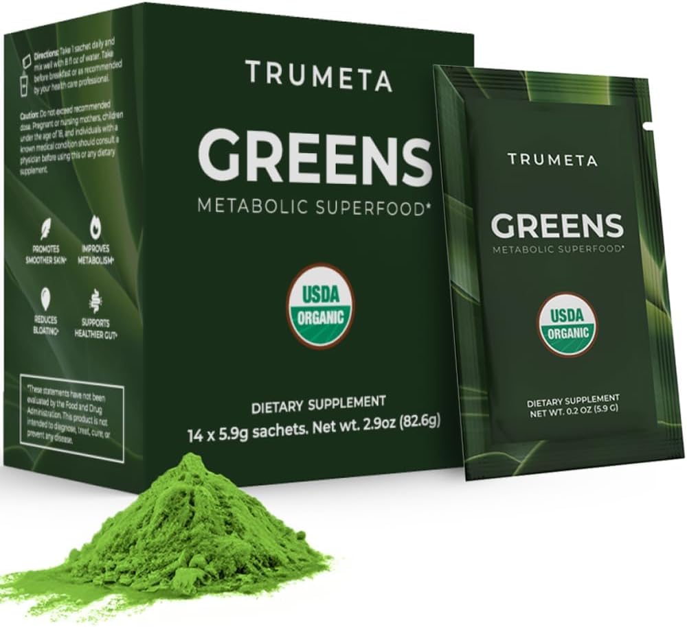 Pack Perjalanan Powder Hijau - 14 hamba untuk Memori, Gangguan I Best Taste Super Greens Powder dengan Organik Spirulina, Goji, Beetroot, Pomegranate I Vegan, Non-GMO