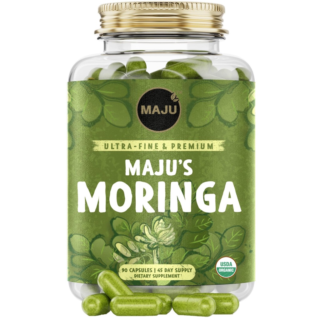 Magu Superfoods Organic Moringa Capsules, Oleifera Leaf, Extract Quality Moringa Leaves, Drumstick Tree Leaves, Organic Moringa Extract Extract Capsules from Plant (90 ct)