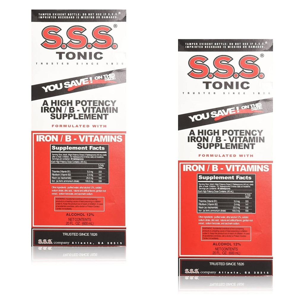 S.S.S. Tonic Iron dan Vitamin B Tambahan Liquid, Besar 20 oz (Paket 2)