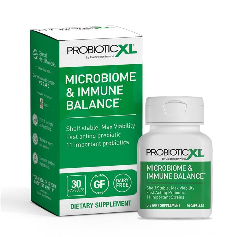 OmegaXL ProbioticXL - Probiotic & Prebiotic, Shelf Stable - Blend 11 Strains - Provious Healthy Gut Flora Growth, 12,5 Milyar CFU - Non-GMO, Gluten- Free - 30 Veggie Caps
