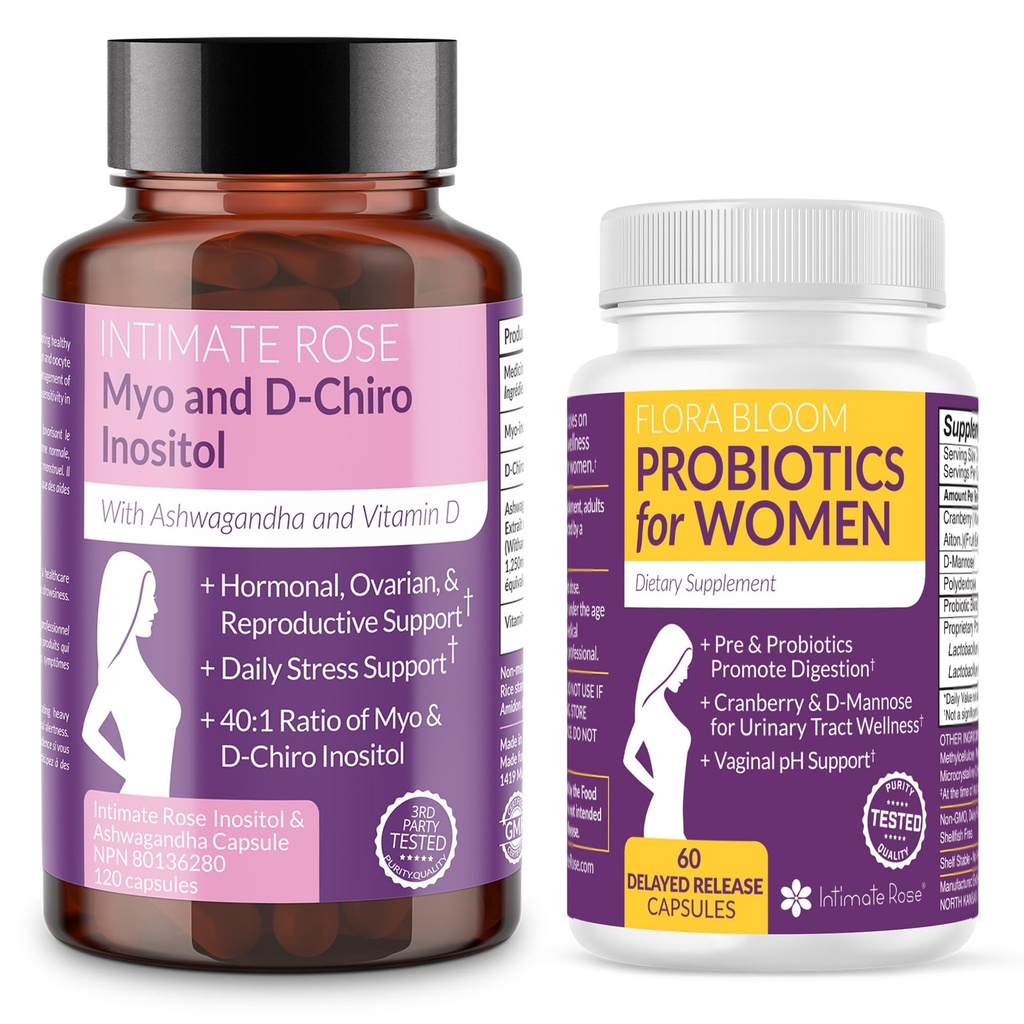 Simpan 10% pada Women 's Wellness Bundle - Myo- Inositol & D-Chiro Inositol + Complete Vaginal Progories for Hormonal Keseimbangan, Gut, and Vaginal Health