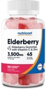 Nutricloss Elderberry Gummies with Vitamin C & Zinc 90 Gummies - Gluten Free, Vegetarian