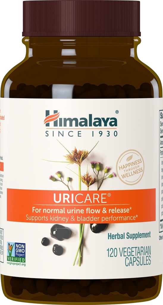 Himalaya Uricare - Herbal Kidney & Bladder Dukungan dengan Shilajeet, Didymocarpus & Pasanabheda - Promotes Urinary Tract Health & Comfortable Urine Flow - Non-GMO, Gluten- Free, Vegetarian - 120 Capsules