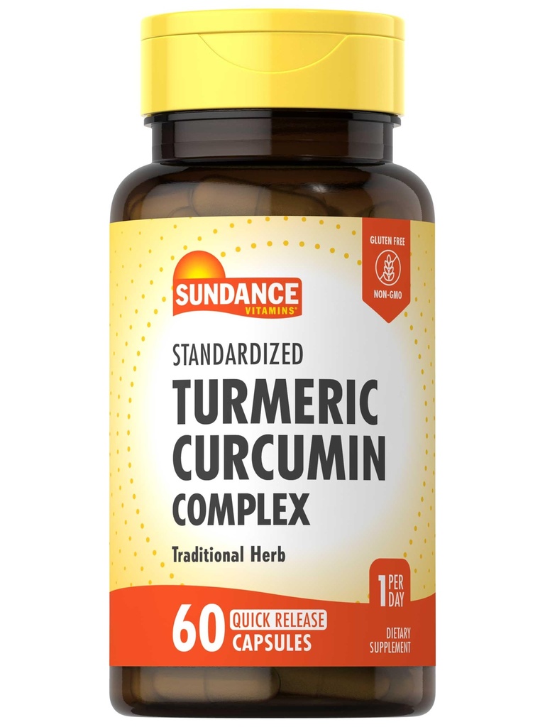 Sundance Turmeric Curcumin Complex 124; 60 Quick Rilis Capsules 124; Tradisional Herbal Supplement 12.4; Non-GMO dan Gluten Free Formula