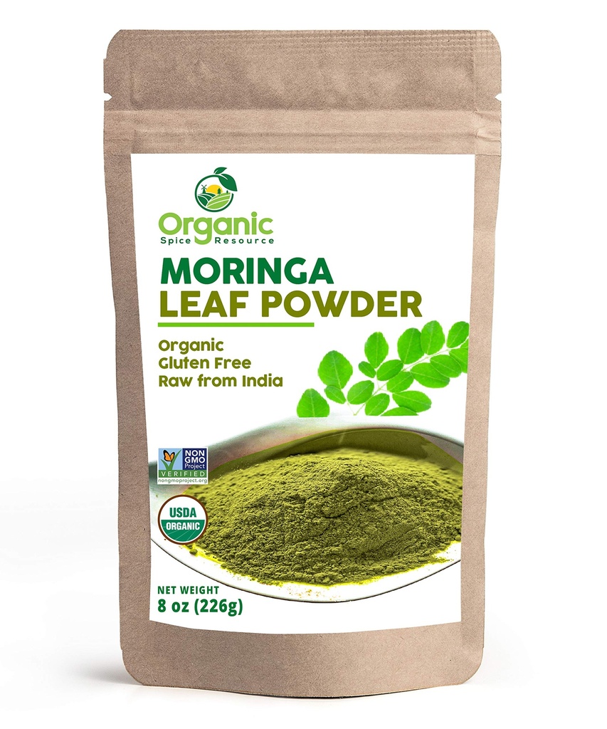 Organik bubuk Moringa - 8 oz (226g): 124; Organisasi USDA, Non-GMO, Kosher, Halal, Moringa Olifera Powder - 100% Raw dan Natural, oleh SHOPOSR