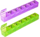 2-Pack Large Weekly Pill Organizer, Vitamin Box Organizer 7 Hari dengan Kompartemen Besar, Am Pm Pill kasus untuk Travel, XL Medicine Organizer 14 Hari untuk Fish Oils, Vitamin Holder Suplemen