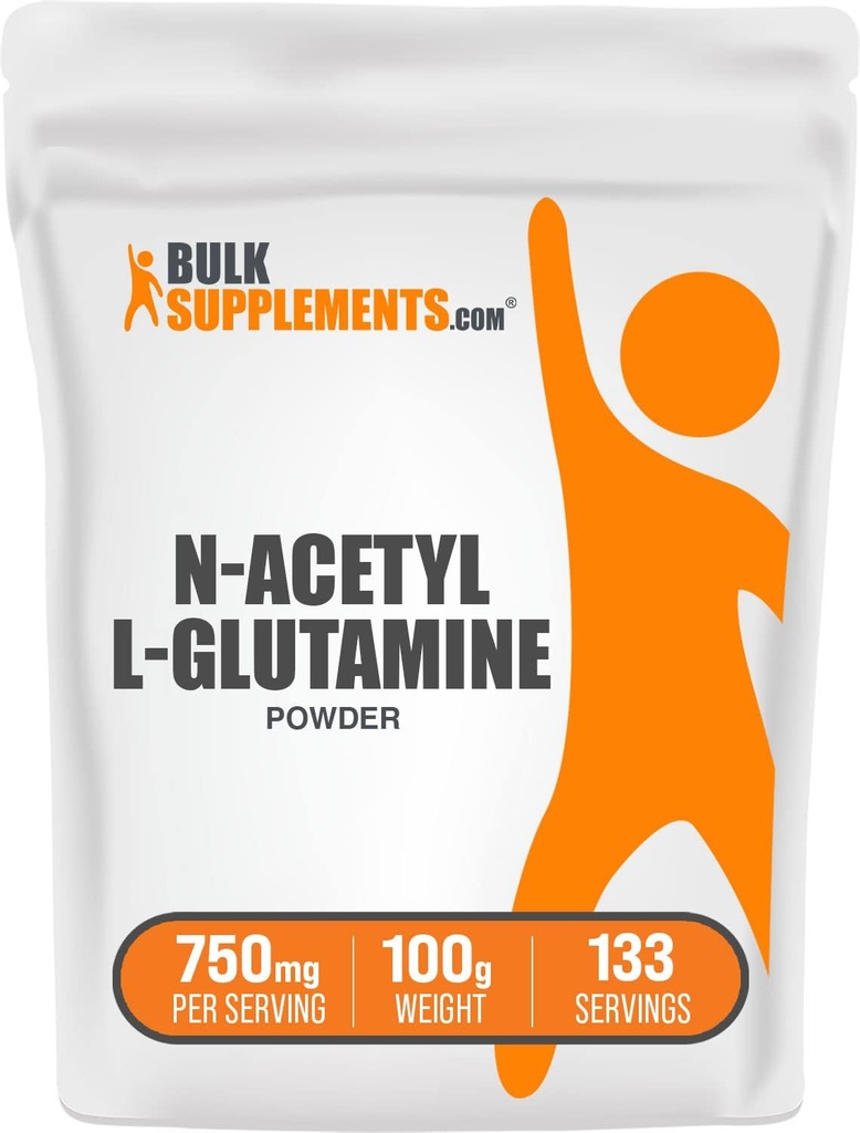 BulkSuplements.com N- Acetyl L- Glutamine Powder - Glutamine Supder, L Glutamine Powder, Gut Health & Recovery - Gluten Free, 750mg per Serving, 100g (3.5 oz) (Paket 1)