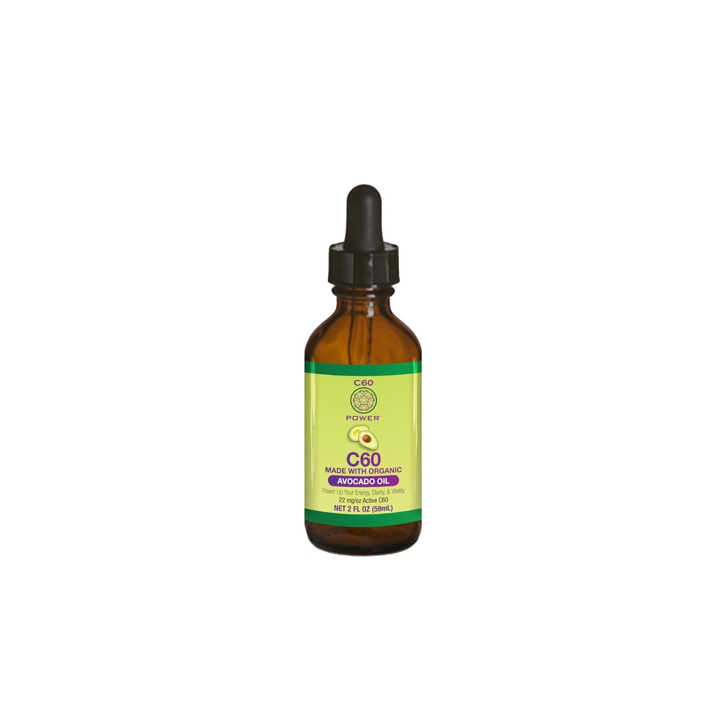 C60 Power C60 dalam Minyak Avocado Organik - Dukungan Alam untuk Pria & Perempuan, 99,99% Karbon Murni Fullerenes, Promotes Energi, Kejelasan Mental, & Stamina - 2 botol oz