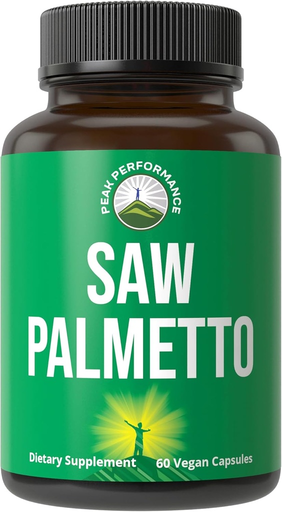 Peak Performance Saw Palmetto Capsules for Men and Women 10000mg All Natural Saw Palmetto Extract Pills. DHT Blocker Tambahan untuk Rambut Kehilangan.
