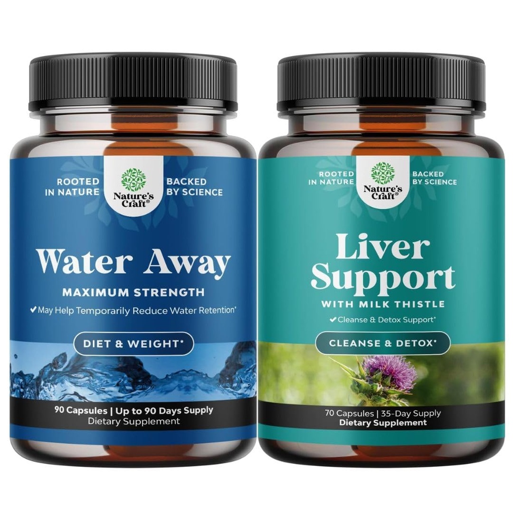 Bundle of Water Away Pil Maksimal Kekuatan - Herbal Diuretic Pil Untuk Retensi Air Untuk Penentuan Bloating Cepat dan Hati Pembersih Detox & Perbaikan Formula - Herbal Liver Dukungan