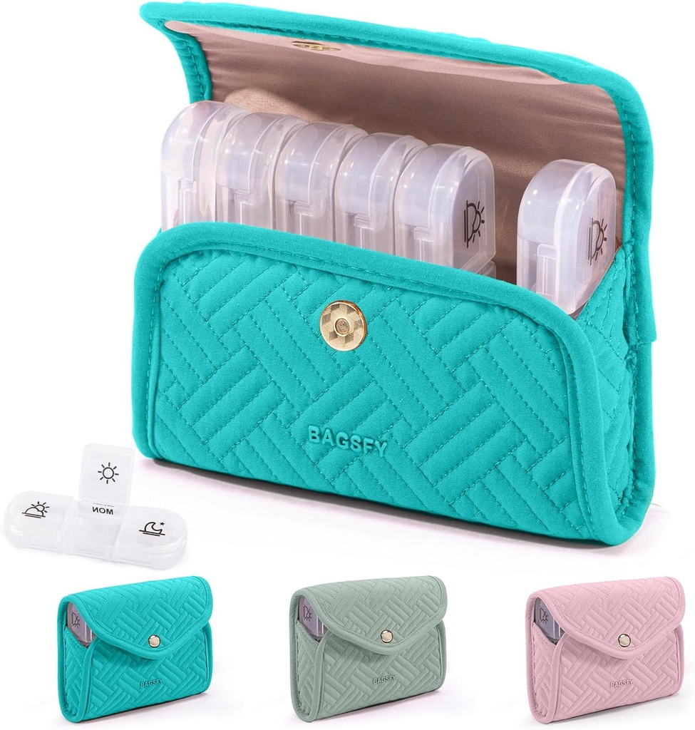 BAGSFY Weekly Pill Organizer 3 kali sehari dalam kasus Pil Pill Cute, Medicine Pill Organizer, Kotak Pil Pill, Portable Travel Case, Pill Container for Medication, Vitamin, Fish Oils, Suplemen